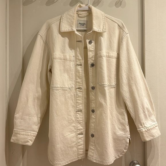 Abercrombie & Fitch Off-White Denim Shirt Jacket - Size XS - Picture 2 of 4